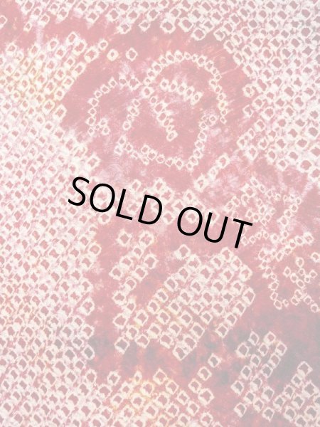 Photo6: N0305N Vintage Japanese women   Red HAORI short jacket / Silk. Leaf,   (Grade C) (6)