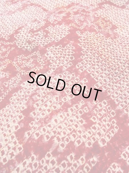 Photo9: N0305N Vintage Japanese women   Red HAORI short jacket / Silk. Leaf,   (Grade C) (9)