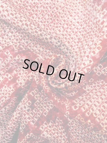 Photo11: N0305N Vintage Japanese women   Red HAORI short jacket / Silk. Leaf,   (Grade C) (11)