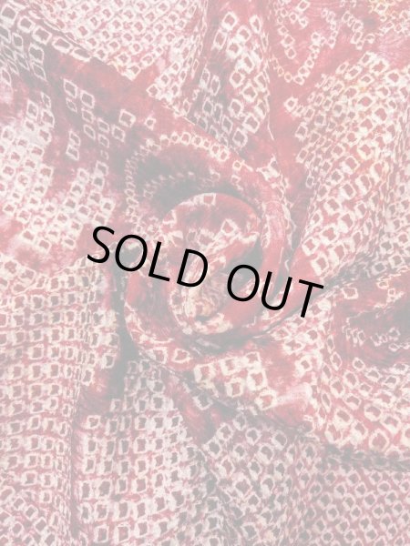 Photo12: N0305N Vintage Japanese women   Red HAORI short jacket / Silk. Leaf,   (Grade C) (12)