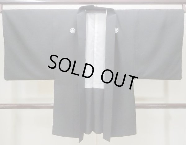 Photo1: Mint N0305Q Vintage Japanese   Black Men's Haori / Synthetic.    (Grade B) (1)