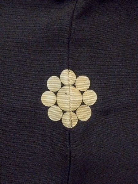 Photo3: N0306B Vintage Japanese   Black Men's Haori / Silk.    (Grade D) (3)