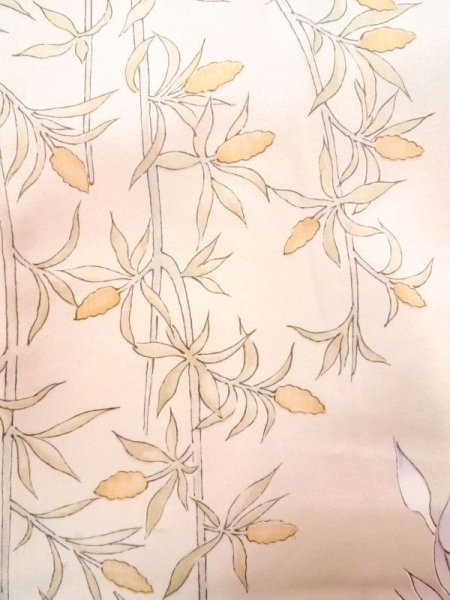 Photo7: N0312A Vintage Japanese women  Pale Pink KOMON dyed / Silk. Flower,   (Grade C) (7)