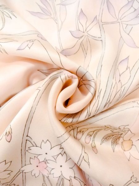 Photo11: N0312A Vintage Japanese women  Pale Pink KOMON dyed / Silk. Flower,   (Grade C) (11)