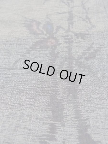 Photo9: N0312F Vintage Japanese women  Dark Gray OJIYACHIJIMI / Linen. Leaf,   (Grade B) (9)