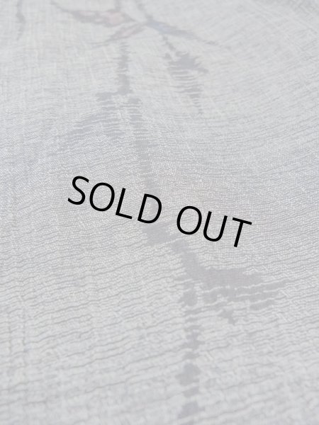 Photo10: N0312F Vintage Japanese women  Dark Gray OJIYACHIJIMI / Linen. Leaf,   (Grade B) (10)