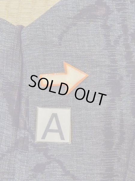 Photo14: N0312F Vintage Japanese women  Dark Gray OJIYACHIJIMI / Linen. Leaf,   (Grade B) (14)