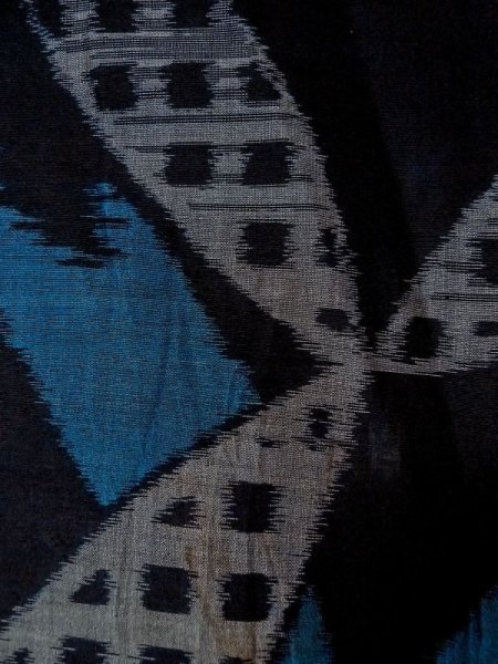 Photo5: N0312G Antique Japanese women   Black HITOE unlined / Silk. Abstract pattern   (Grade D) (5)