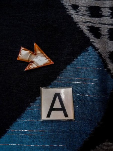 Photo14: N0312G Antique Japanese women   Black HITOE unlined / Silk. Abstract pattern   (Grade D) (14)