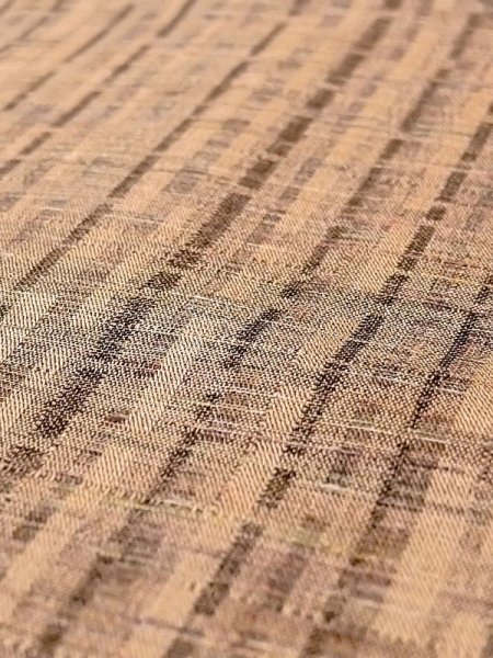 Photo7: N0312H Vintage Japanese women Pale Light Brown HITOE unlined / Silk. Plaid Checks   (Grade C) (7)