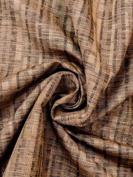 Photo9: N0312H Vintage Japanese women Pale Light Brown HITOE unlined / Silk. Plaid Checks   (Grade C) (9)