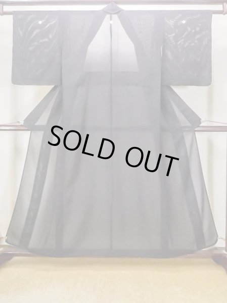 Photo1: N0312X Vintage Japanese women   Black MONTSUKI crests / Silk.    (Grade C) (1)