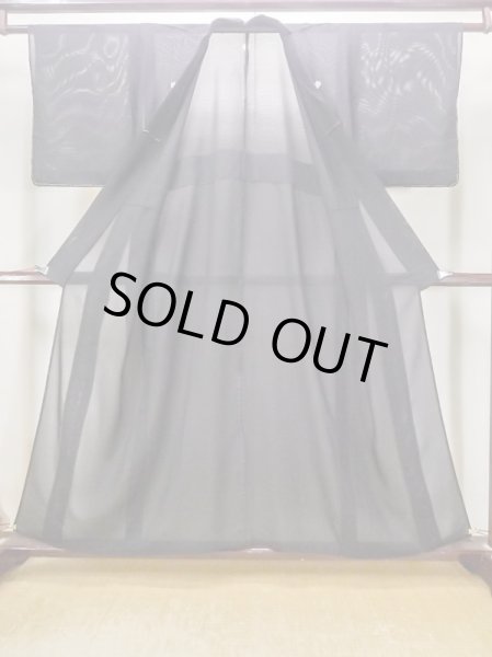 Photo2: N0312X Vintage Japanese women   Black MONTSUKI crests / Silk.    (Grade C) (2)