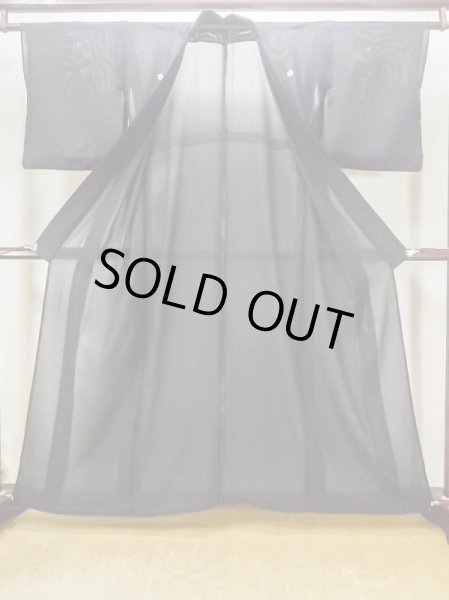 Photo2: N0313B Vintage Japanese women   Black MONTSUKI crests / Silk.    (Grade C) (2)