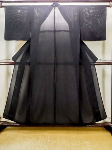 Photo1: N0313C Vintage Japanese women   Black MONTSUKI crests / Silk.    (Grade C) (1)