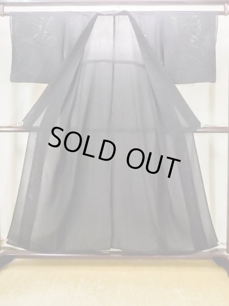 Photo2: N0313C Vintage Japanese women   Black MONTSUKI crests / Silk.    (Grade C) (2)