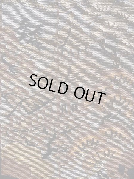 Photo6: N0321F Vintage Japanese women   Black MICHIYUKI outer coat / Silk. Pine tree/branch/needle,   (Grade C) (6)