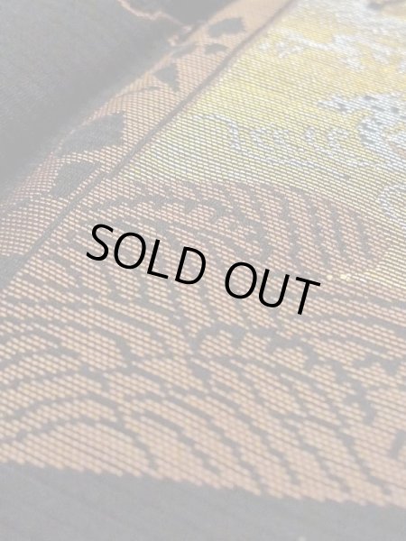 Photo10: N0321F Vintage Japanese women   Black MICHIYUKI outer coat / Silk. Pine tree/branch/needle,   (Grade C) (10)