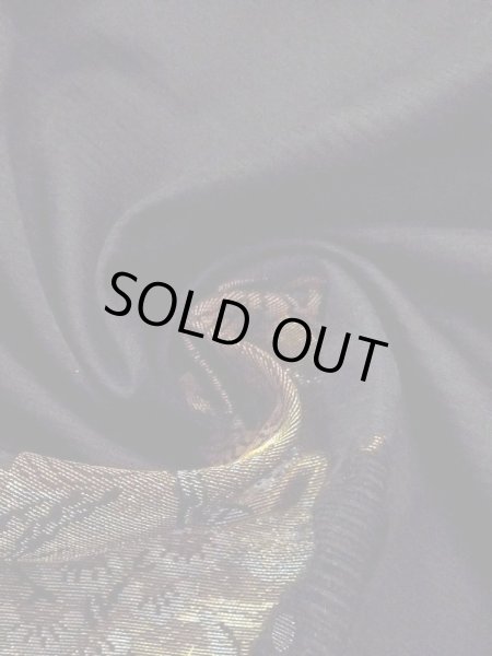 Photo12: N0321F Vintage Japanese women   Black MICHIYUKI outer coat / Silk. Pine tree/branch/needle,   (Grade C) (12)