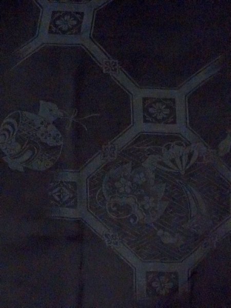 Photo3: N0321H Vintage Japanese women   Black MICHIYUKI outer coat / Silk.  There is an impression of use.  (Grade C) (3)