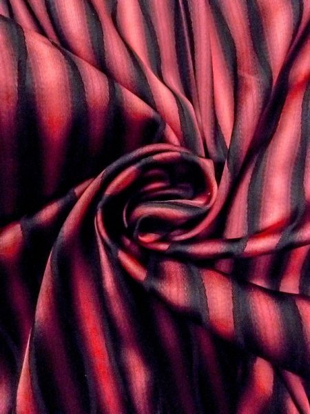 Photo9: N0321O Vintage Japanese women   Vermilion MICHIYUKI outer coat / Silk. Curved lines   (Grade B) (9)