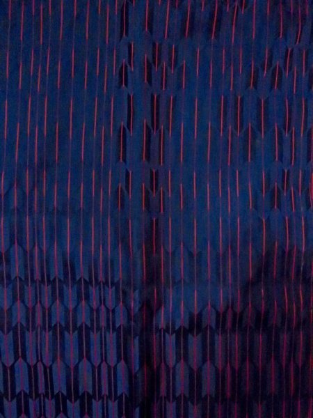 Photo3: N0321P Vintage Japanese women   Indigo Blue MICHIYUKI outer coat / Silk.  Arrow Feather pattern  (Grade B) (3)