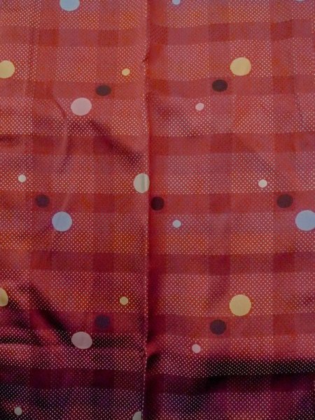 Photo4: N0321Q Vintage Japanese women   Dark Red Rain coat / Silk. Dot,   (Grade C) (4)