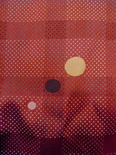 Photo5: N0321Q Vintage Japanese women   Dark Red Rain coat / Silk. Dot,   (Grade C) (5)