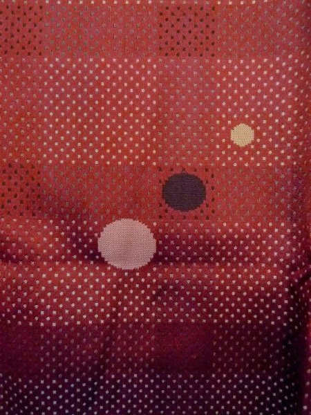 Photo7: N0321Q Vintage Japanese women   Dark Red Rain coat / Silk. Dot,   (Grade C) (7)