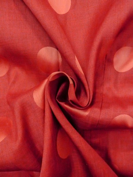 Photo12: Mint N0321U Vintage Japanese women  Shiny Vermilion MICHIYUKI outer coat / Synthetic. Circle   (Grade A) (12)