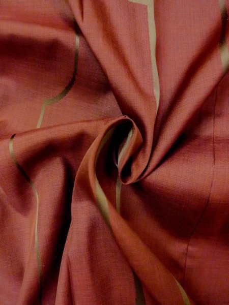 Photo11: N0321V Vintage Japanese women  Reddish Brown Rain coat / Synthetic. Line,   (Grade B) (11)