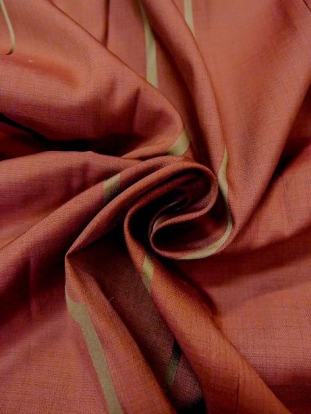 Photo12: N0321V Vintage Japanese women  Reddish Brown Rain coat / Synthetic. Line,   (Grade B) (12)