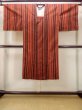 Photo1: N0321X Vintage Japanese women  Shiny Orange Rain coat / Synthetic. Stripes   (Grade B) (1)