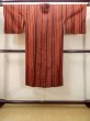 Photo2: N0321X Vintage Japanese women  Shiny Orange Rain coat / Synthetic. Stripes   (Grade B) (2)