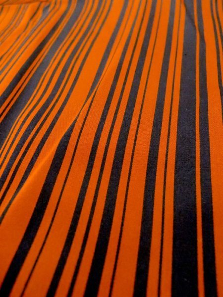 Photo8: N0321X Vintage Japanese women  Shiny Orange Rain coat / Synthetic. Stripes   (Grade B) (8)