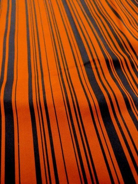 Photo9: N0321X Vintage Japanese women  Shiny Orange Rain coat / Synthetic. Stripes   (Grade B) (9)