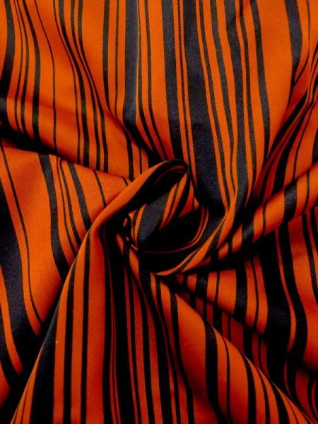Photo11: N0321X Vintage Japanese women  Shiny Orange Rain coat / Synthetic. Stripes   (Grade B) (11)