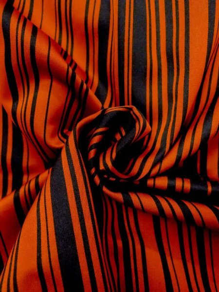 Photo12: N0321X Vintage Japanese women  Shiny Orange Rain coat / Synthetic. Stripes   (Grade B) (12)