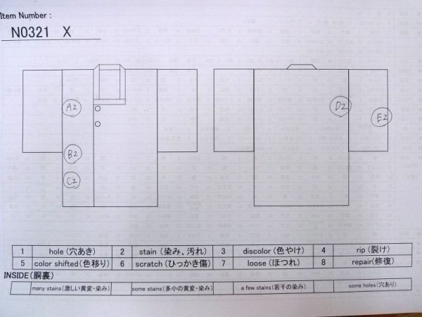 Photo13: N0321X Vintage Japanese women  Shiny Orange Rain coat / Synthetic. Stripes   (Grade B) (13)