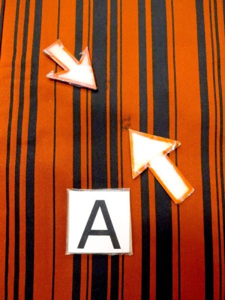 Photo14: N0321X Vintage Japanese women  Shiny Orange Rain coat / Synthetic. Stripes   (Grade B) (14)