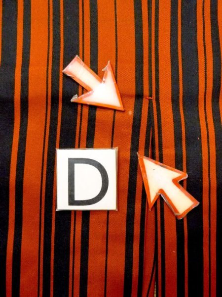 Photo17: N0321X Vintage Japanese women  Shiny Orange Rain coat / Synthetic. Stripes   (Grade B) (17)