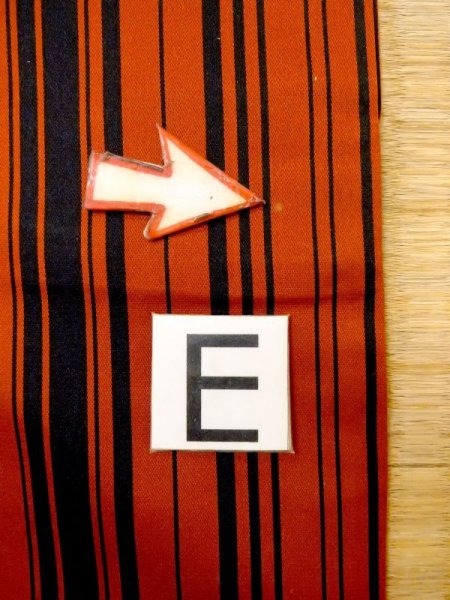 Photo18: N0321X Vintage Japanese women  Shiny Orange Rain coat / Synthetic. Stripes   (Grade B) (18)