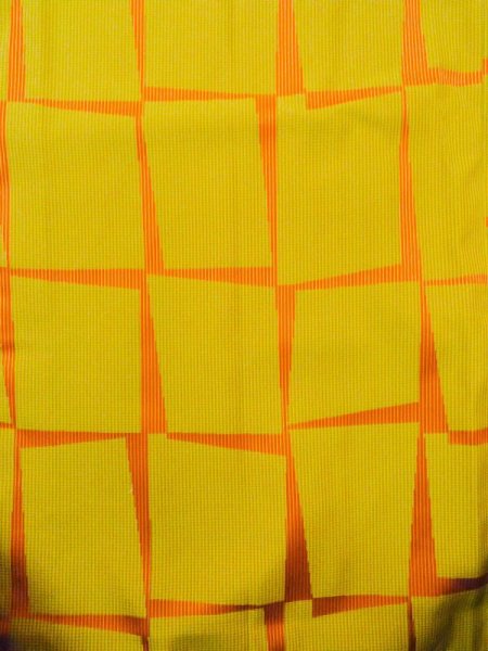 Photo4: Mint N0321Y Vintage Japanese women   Yellowish Green Rain coat / Synthetic. Stripes,   (Grade A) (4)