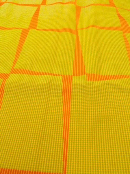 Photo10: Mint N0321Y Vintage Japanese women   Yellowish Green Rain coat / Synthetic. Stripes,   (Grade A) (10)