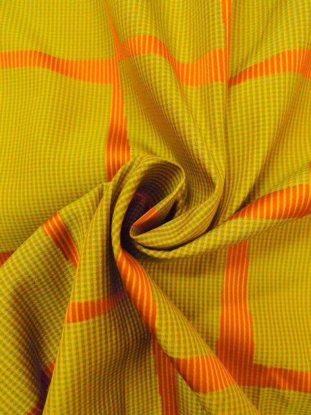 Photo11: Mint N0321Y Vintage Japanese women   Yellowish Green Rain coat / Synthetic. Stripes,   (Grade A) (11)