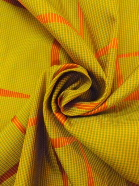 Photo12: Mint N0321Y Vintage Japanese women   Yellowish Green Rain coat / Synthetic. Stripes,   (Grade A) (12)