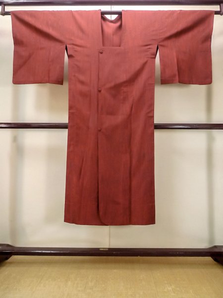 Photo1: N0321Z Vintage Japanese women  Reddish Brown MICHIYUKI outer coat / Synthetic. Wood grain pattern   (Grade B) (1)