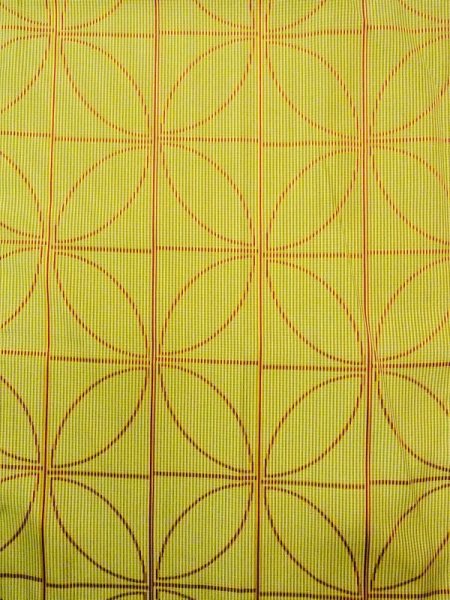 Photo4: N0322C Vintage Japanese women   Yellowish Green MICHIYUKI outer coat / Synthetic. Crossed circles,   (Grade B) (4)