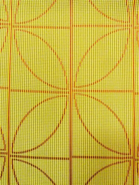Photo5: N0322C Vintage Japanese women   Yellowish Green MICHIYUKI outer coat / Synthetic. Crossed circles,   (Grade B) (5)