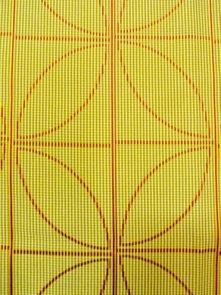 Photo6: N0322C Vintage Japanese women   Yellowish Green MICHIYUKI outer coat / Synthetic. Crossed circles,   (Grade B) (6)